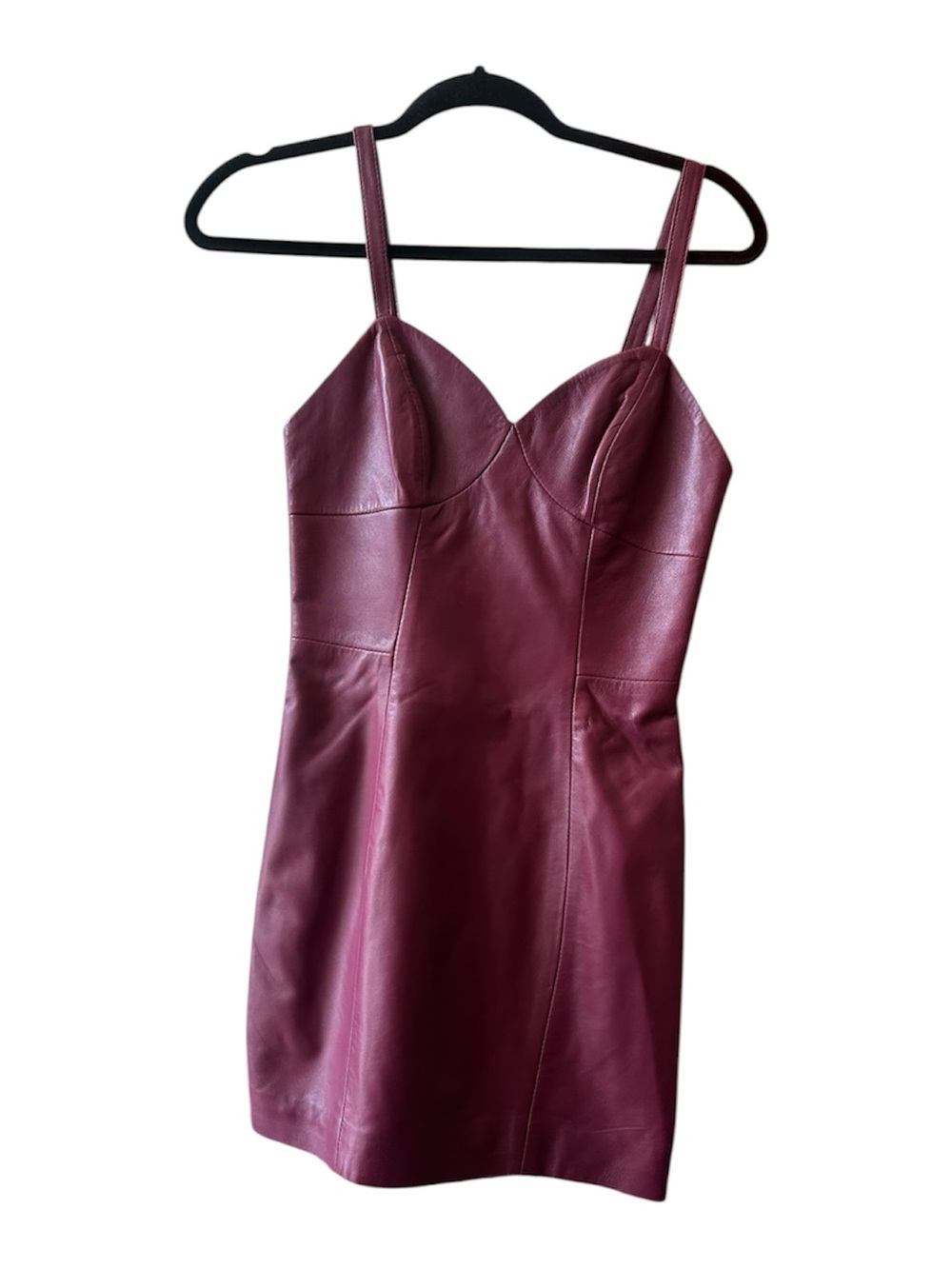 Fleur du Mal Burgundy Faux Leather Mini Dress